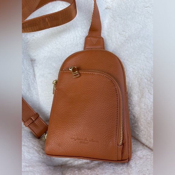 Small Sling Bag Fanny Packs Crossbody Bags Leather Brown - Picture 3 of 14